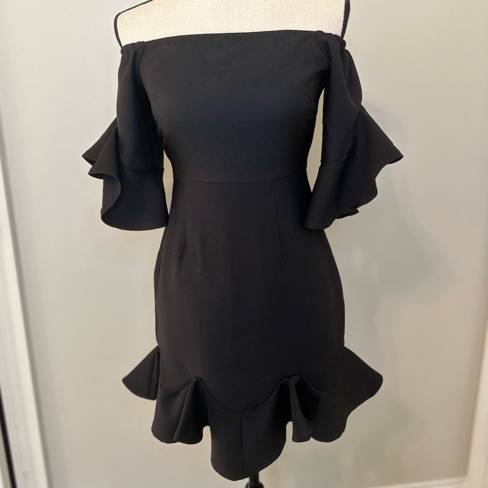 Selfie Leslie Black Off-Shoulder Mini Dress
